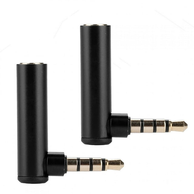 3.5mm Male To Female Audio Adapter, Easy To Plug In Audio Adapter, Portable 2PCS Right Angle 90 Degree Black For Devices With 3.5mm Interface