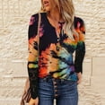 thumbnail image 2 of Mujeres Casual Impresión Botones Manga larga Encaje Empalme Blusa delgada Camiseta Tops Fridja  fksj2067, 2 of 6