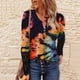 thumbnail image 2 of Mujeres Casual Impresión Botones Manga larga Encaje Empalme Blusa delgada Camiseta Tops Fridja  fksj2068, 2 of 6