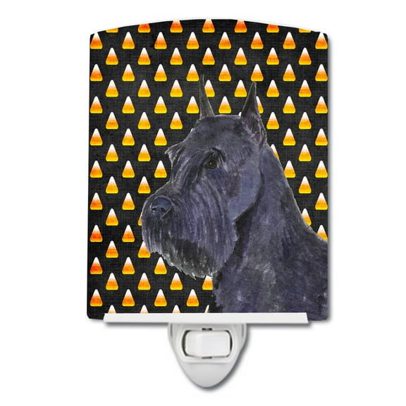 Caroline's Treasures SS4316CNL Schnauzer Giant Candy Corn Halloween Portrait Ceramic Night Light, 6x4x3", multicolor
