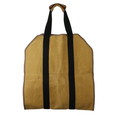 Sturdy Waxed Canvas Firewood Log Carrier Durable Firepalce Wood Bag with Reinforce Straps