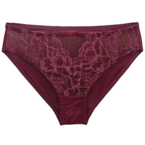 Qingpeng Womens Thin Bow Embroidered Low Waist Panties Cotton Gusset Lace Briefs Underwear Size Free