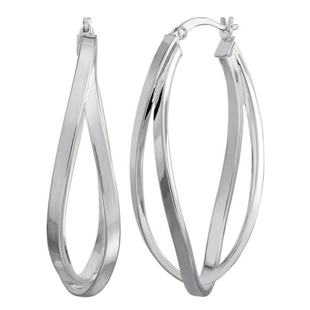 Sterling Silver Polished Oval Hoop