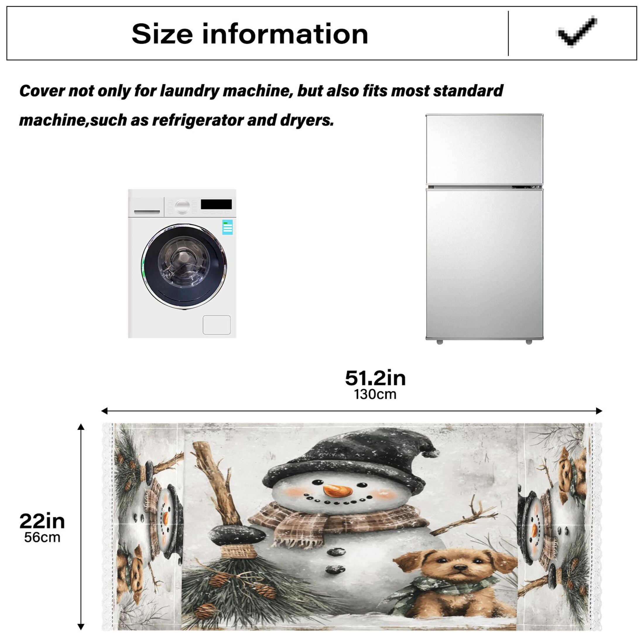 WOBOGO Illustrated Snowman and A Little Brown Dog Washing Machine Cloth Dryer Refrigerator Top Cover Protective Non-Slip Mat For Kitchen Laundry