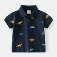 thumbnail image 2 of Coerni Boys Performance Polo Shirt for Kids Toddler Short Sleeve Button Down Shirt Dinosaur Casual Tops Cute Summer Clothes, 2 of 8