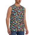 thumbnail image 2 of Bingfone Alphabet Pattern Men's Tank Tops Workout Sleeveless Tee Shirts Running Beach Tanks for Men-Medium, 2 of 7