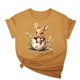 thumbnail image 1 of Tops de Cuello Alto para las Mujeres Amante Impreso Camiseta Cuello Redondo Manga Corta, Poliéster Spandex, 1 of 7