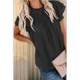 thumbnail image 5 of Women Crewneck Lace Crochet Pom Flowy Short Sleeve Casual Shirts Blouses Tops Black XXL, 5 of 7