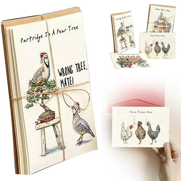 Outdoor Christmas DecorationsGreeting CardTwelve Days Of Christmas Card Set 12 Pcs Quirky Funny Cards Card With Your Custom Message And Envelopes Christmas Countdown Card SetParty greeting card