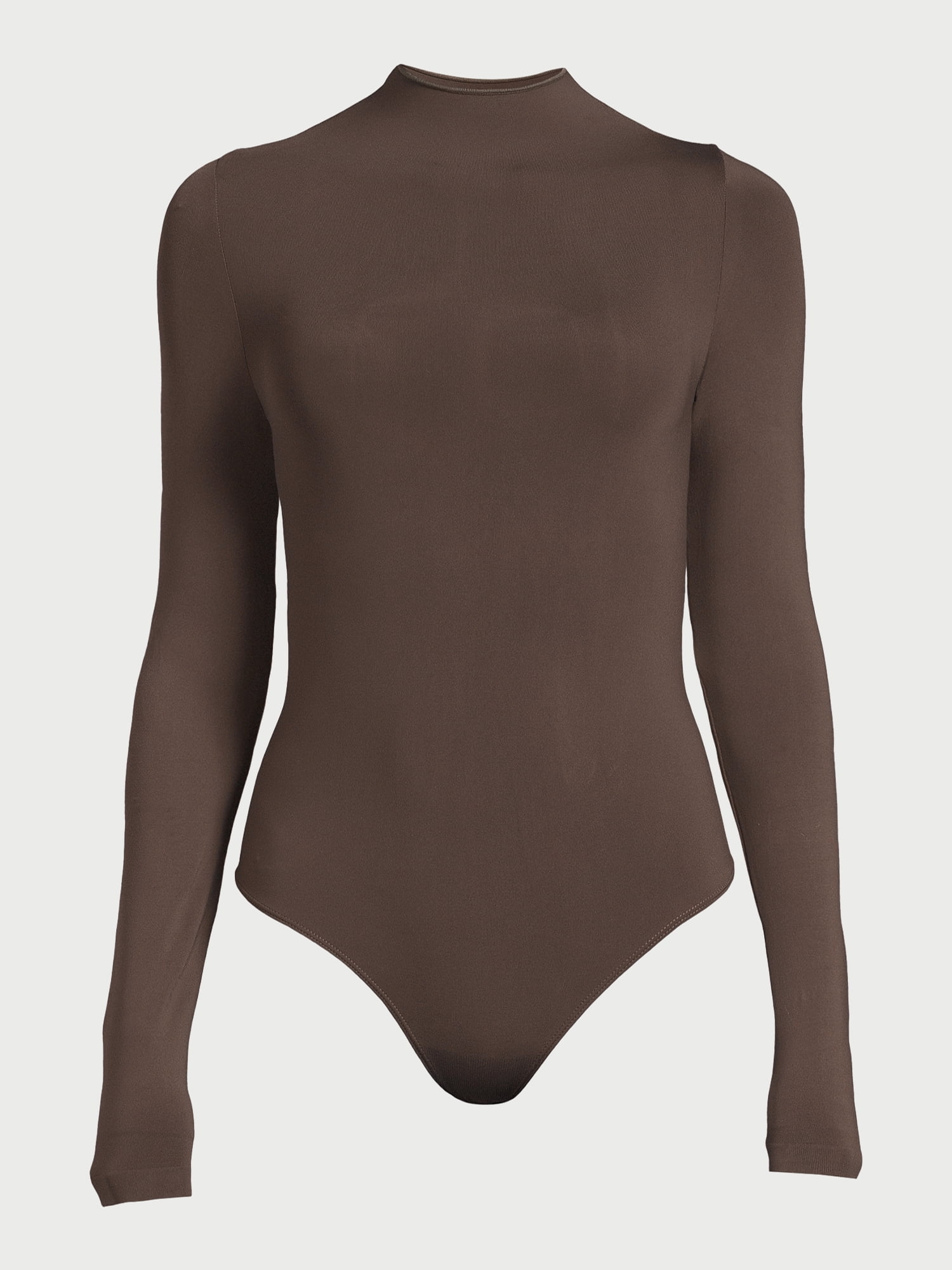 Scoop Women's Seamless Mock Neck Bodysuit with Long Sleeves, Sizes XS-XXL