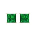 thumbnail image 3 of 3.0 Ct Princess Cut Studs Green Emerald 14K Rose Solid Solid Gold Everyday Dainty Earrings Push Back, 3 of 7