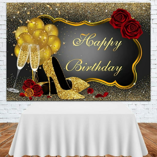 Gold Balloon Happy Birthday Photo Photography Backdrop Background Rose Party Backdrop Walmart Com Walmart Com