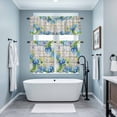 thumbnail image 4 of Blue Hydrangea Kitchen Curtains Valances and Tiers Set of 3 Watercolor Blue Purple Flower Butterfly Wood Grain Tier Curtains and Valance with Rod Pocket for Small Windows, 27.5"x24", 4 of 9