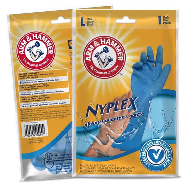 Arm & Hammer 6031829 Nyplex Vinyl Cleaning Gloves, Blue Large 2