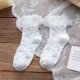 thumbnail image 3 of Women Lolita Cotton Short Crew Socks Japanese Preppy Style Sweet Ruffled Lace Trim Jacquard Floral Pattern Ankle Hosiery, 3 of 4