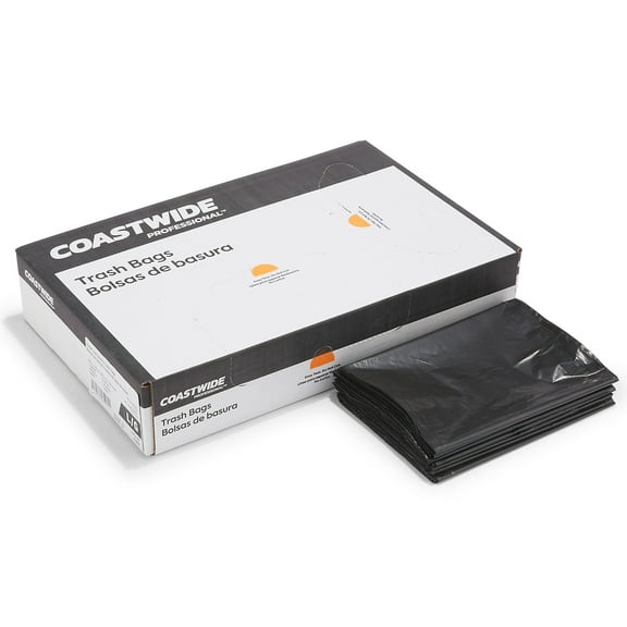Staples Coastwide Professional 55-60 Gallon Trash Bag 38" x 58" Low Density 0.95 mil Black 100