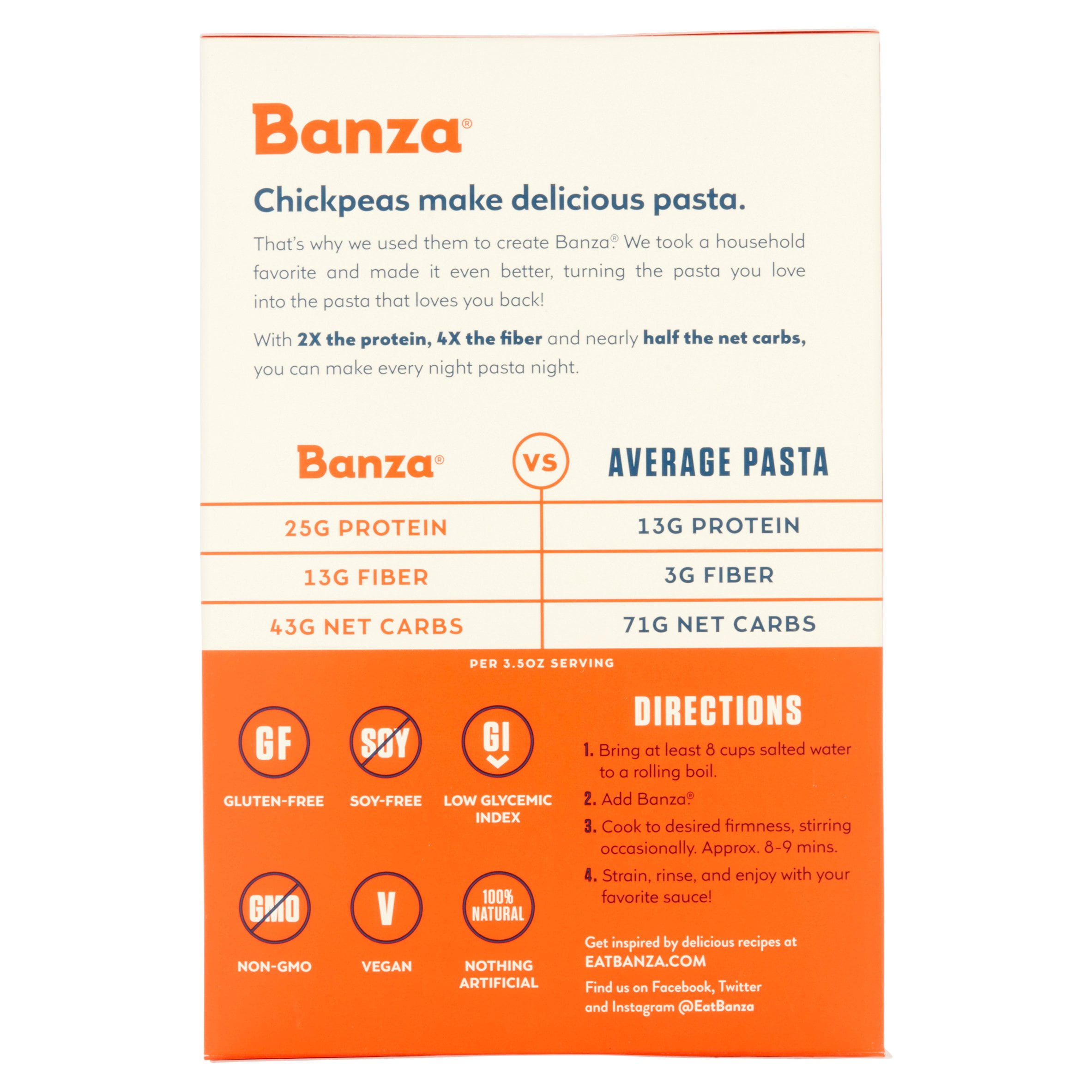 Banza Shells Made from Chickpeas Pasta, 8 oz, 6 pack