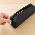 thumbnail image 4 of Small Pencil Case PU Leather Zipper Pencil Bag, Minimalist Compact Pen Pouch for School Office Travel, Durable Stationery Organizer for Students Adults, Black, 4 of 7