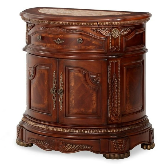 Michael Amini Cortina Wood Bedside Chest in Honey Walnut