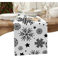 thumbnail image 2 of Christmas Table Runners 36 inches Long, Winter Black Snowflake White Table Runner Farmhouse Dresser Scarves,Christmas Table Runner Decoration for Dining Coffee Table Holiday Party Wedding, 2 of 8