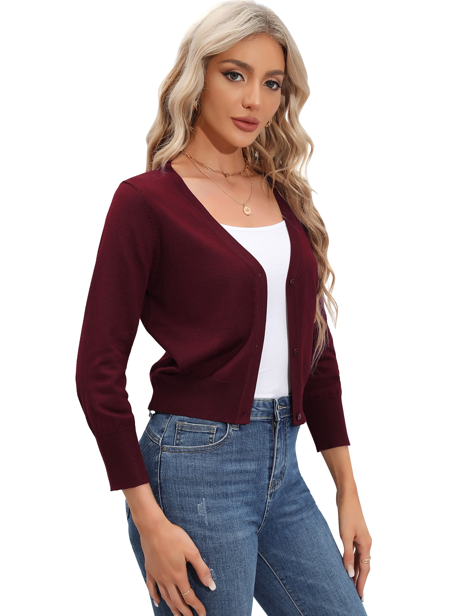 KMBANGI Women Knitted Cropped Blouse Short Sleeve Button Down