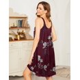 thumbnail image 2 of Ekouaer Women's Nightgown Sleeveless Sleepwear Wide Strap Sleep Shirt Pleated Scoopneck Nightshirt Red Flower, 2 of 5