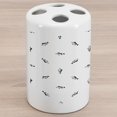 thumbnail image 1 of Bass Ceramic Toothbrush Holder, Simplistic Minimal Pattern with Continuous European Perch Illustration, Decorative Versatile Countertop for Bathroom, 4.5" X 2.7", Charcoal Grey and White, 1 of 4