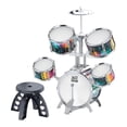 thumbnail image 1 of Batería para niños principiantes, instrumento de percusión musical de PVC con iluminación Borde plateado, 1 of 9