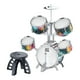 thumbnail image 1 of Juego de batería para niños, juguete educativo para el día de los niños, PVC, incluye baquetas, taburete, juguete musical para conciertos, actividades Borde plateado, 1 of 8