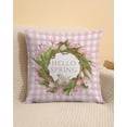 thumbnail image 6 of Hello Spring Pillow Cover 18 x 18 Inch - Pink Tulip Floral Wreath Design, Decorative Spring Season Cushion Case for Home Decor, 6 of 6