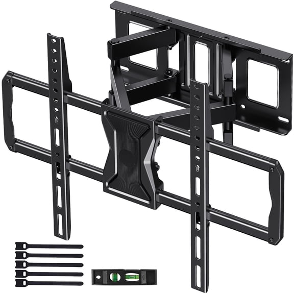 MountFTV Full Motion TV Wall Mount for 37-82" TVs, Max 600x400mm, Holds up to 110lbs, TV Mount Bracket with Dual Articulating Arms, Swivel, Tilt Extension, Fits 16" Wood Studs