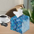 thumbnail image 2 of ZUXONGSY Fish Scales Square Tissue Box Covers 2 Pack PU Leather Tissue Cube Box Cover Lightweight Facial Cube Tissue Box Holder Case Dispenser for Bathroom,Car,Bedroom, Hotel, Office, 2 of 7