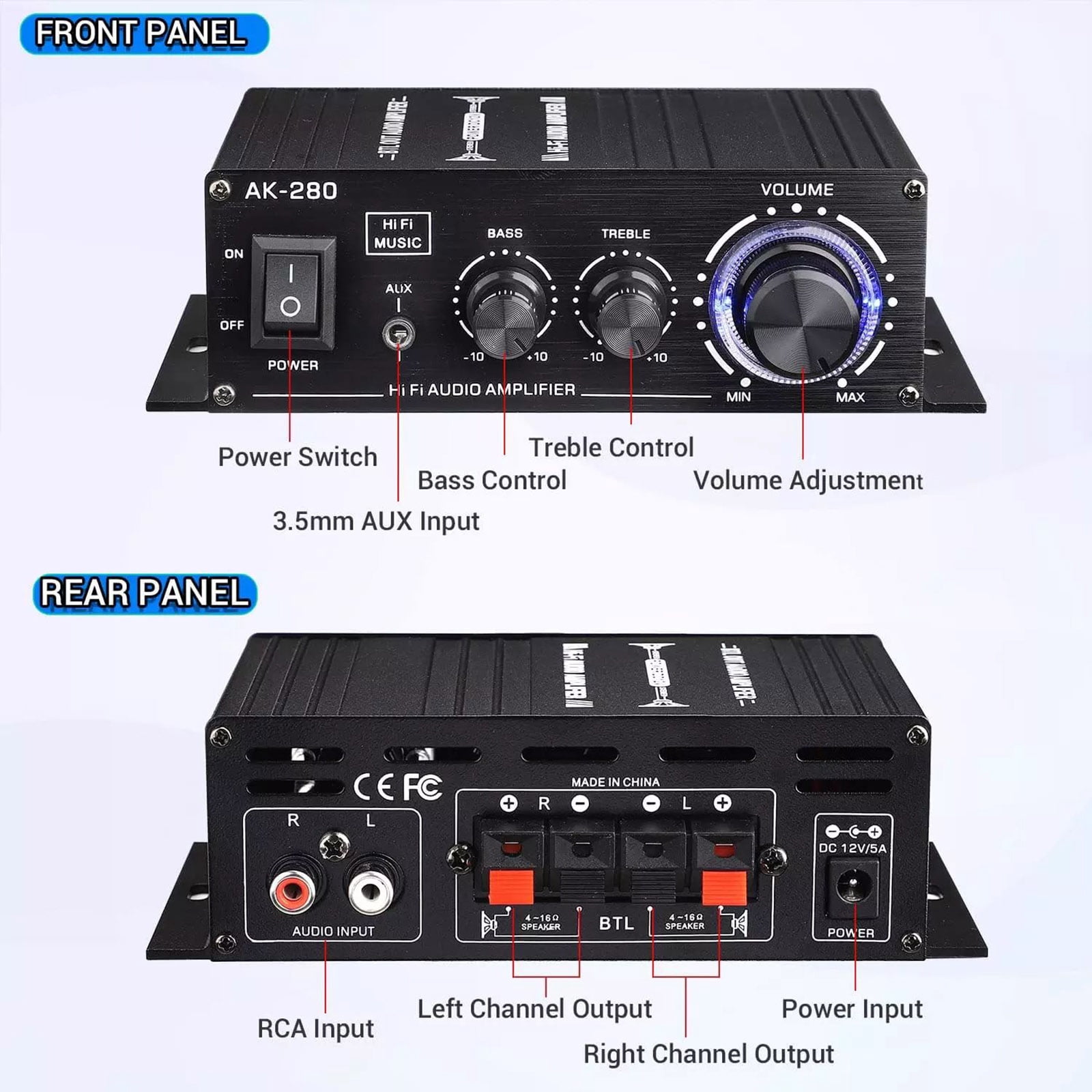 Portable Audio Amplifier for Various Devices Enjoy Quality Sound Accessory Part Amplifier AK280