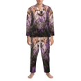 thumbnail image 3 of Fotbe Dog in Lavender Flowers Pijama de Hombre con Estampado de Manga Larga, Conjunto de 2 Piezas, Ropa de Dormir Suave y Cómoda con Bolsillos-Small, 3 of 7