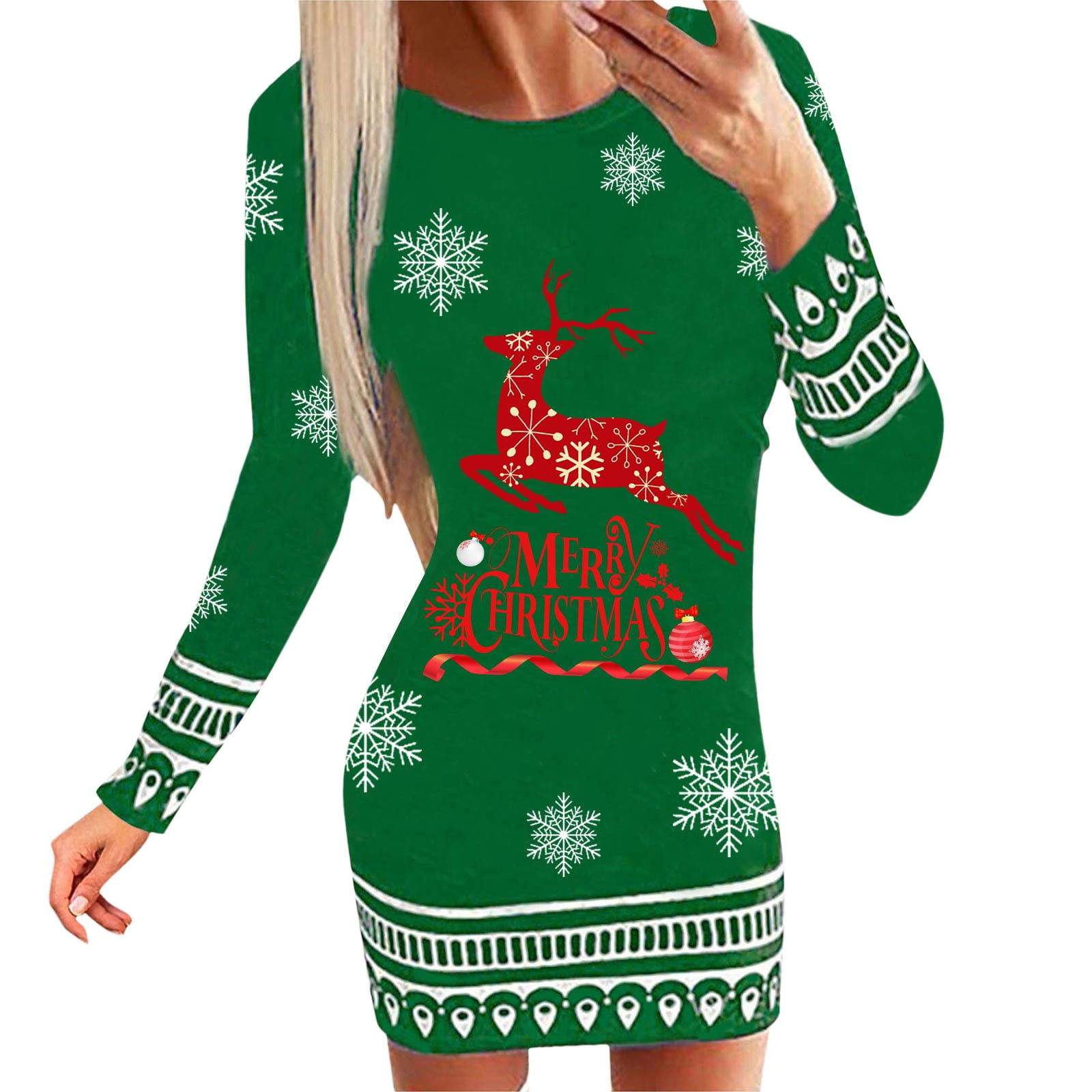 open lace back dress Women's Christmas Sweater Dress | Ugly Christmas Sweater main image 0