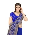 thumbnail image 2 of Ethnic Asia Gorgette Saree Wedding Wear Royal Blue Sari With Unstitched Blouse Piece, 2 of 2