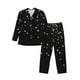 thumbnail image 1 of Balery Star Silver Glitter Pijama para Hombre de Dos Piezas con Manga Larga, Conjunto de Dormir y Descanso Suave con Bolsillos-Medium, 1 of 7