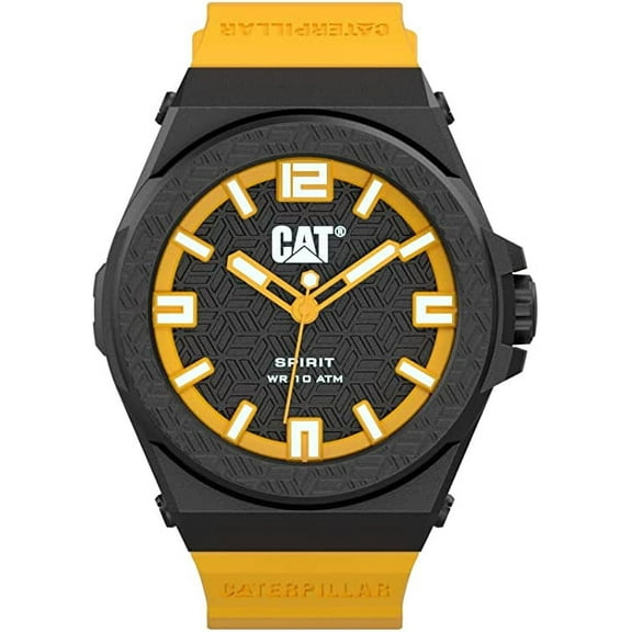 CAT "Spirit Evo Men's Watch, 46mm Case, Silicone Strap (Yellow)