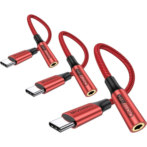 USB Type C to 3.5mm Headphone Jack Adapter 2PCS MOSWAG Audio Adapter USB C Cable to Aux Dongle for Samsung Galaxy S21 S20 Ultra S20 Note 20 S10 S9 Plus Pixel 4