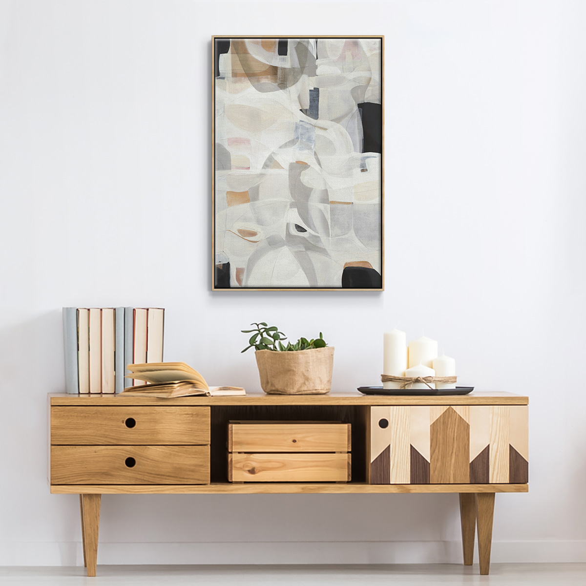 Windswept Framed Premium Gallery Wrapped Canvas - Ready to Hang - 25 x 37 - Natural Wood Floating Frame