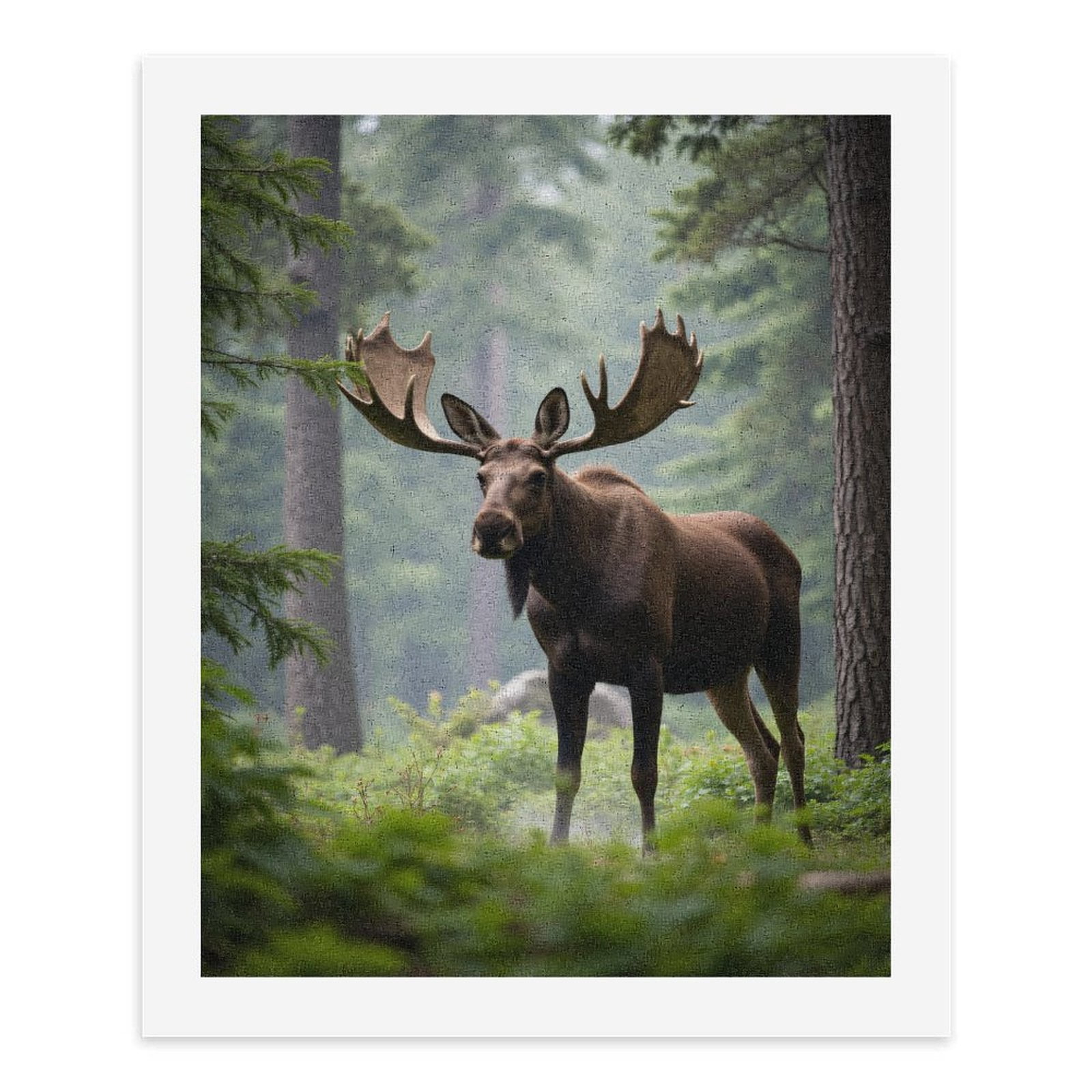Paint By Numbers Kit for Adults Beginner - DIY Moose In Forest With Majestic Antlers Canvas Painting Kits for Adults, Frameless Paint By Number for Adults for Home Wall Decor 16x20 Inch