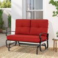 thumbnail image 2 of Outdoor Glider Rocking Bench 2 Person Patio Loveseat Steel Frame Furniture Set with Removable Cushion for Patio, Garden, Yard, Porch (Red), 2 of 12