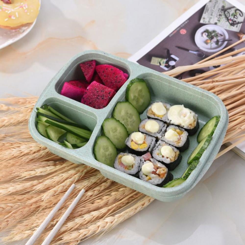 1pc, Bento Box, Wheat Straw Adult Lunch Box, 4-Compartment Meal