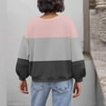 thumbnail image 4 of HOMBOM Womens Sweatshirt Oversized Pink Crew Neck Lightweight Pullover Casual Long Sleeve Colorblock Tops for Women, 4 of 5