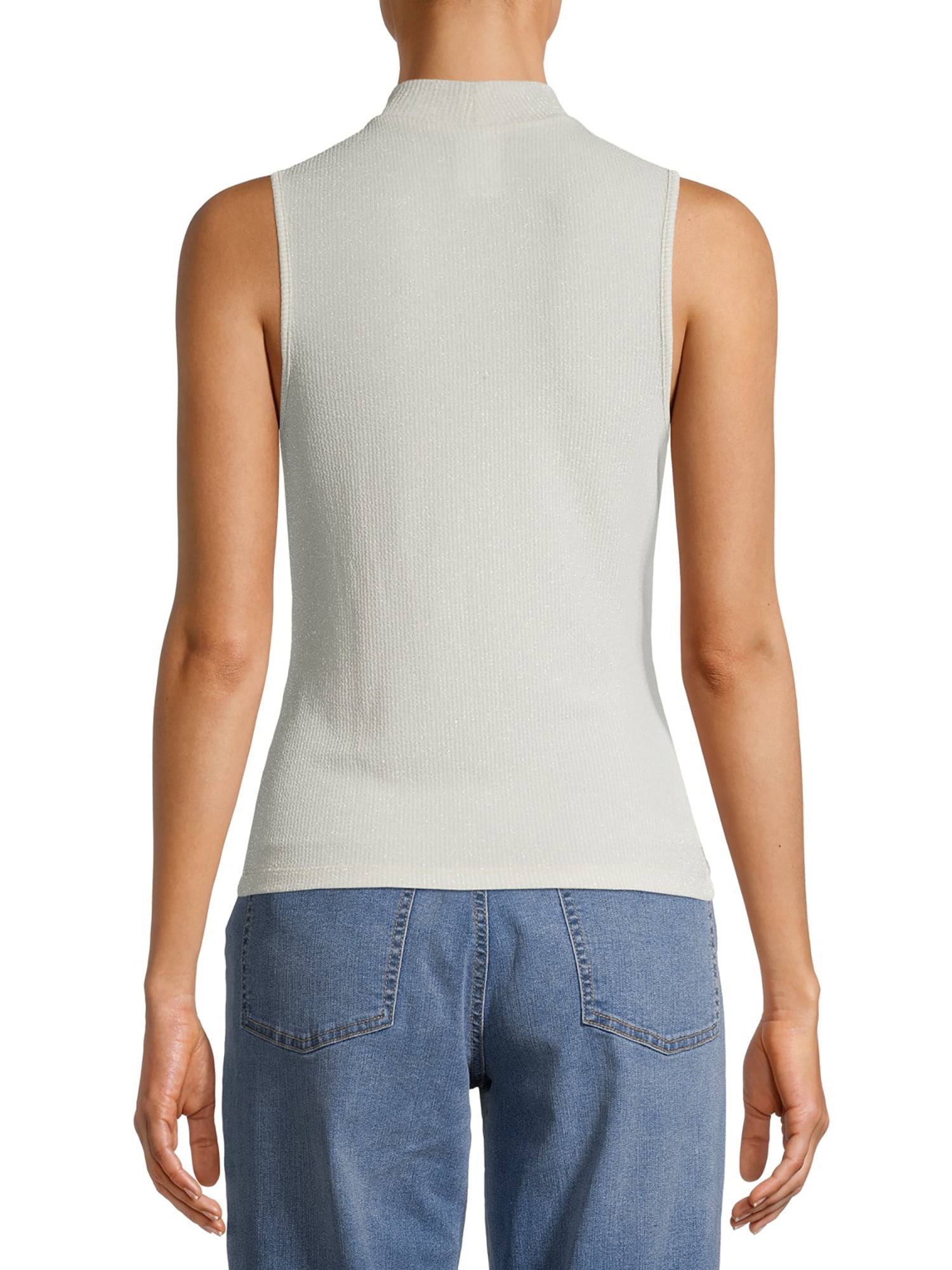 No Boundaries Juniors Sleeveless Metallic Mockneck Sweater