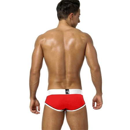 Gubotare Boxer Brief For Men Men s Brazilian Underwear Lace Pouch Bikini Under Panties Half Back Coverage Mens Underwear Red L