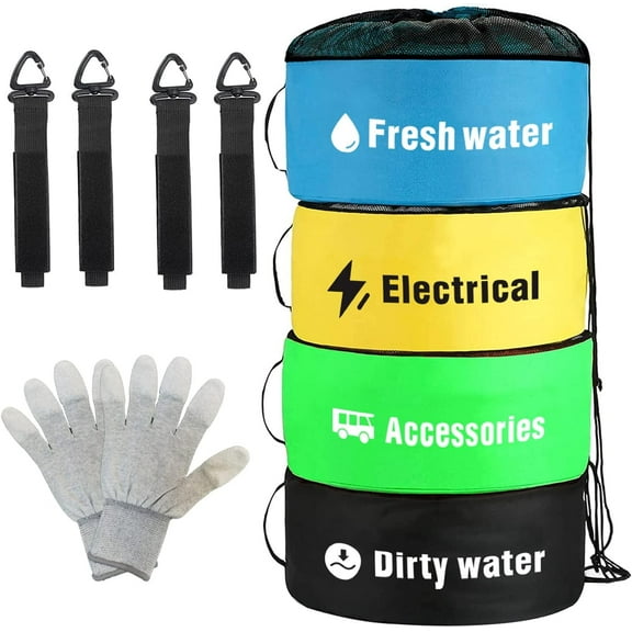 Enroslu RV Hose Storage Bag, 4 Pack Waterproof RV Hose Bags, Upgrade RV Accessories for Inside Storage Bags, Store Your Fresh/Black Water Hoses, Electrical Cords and RV Accessories