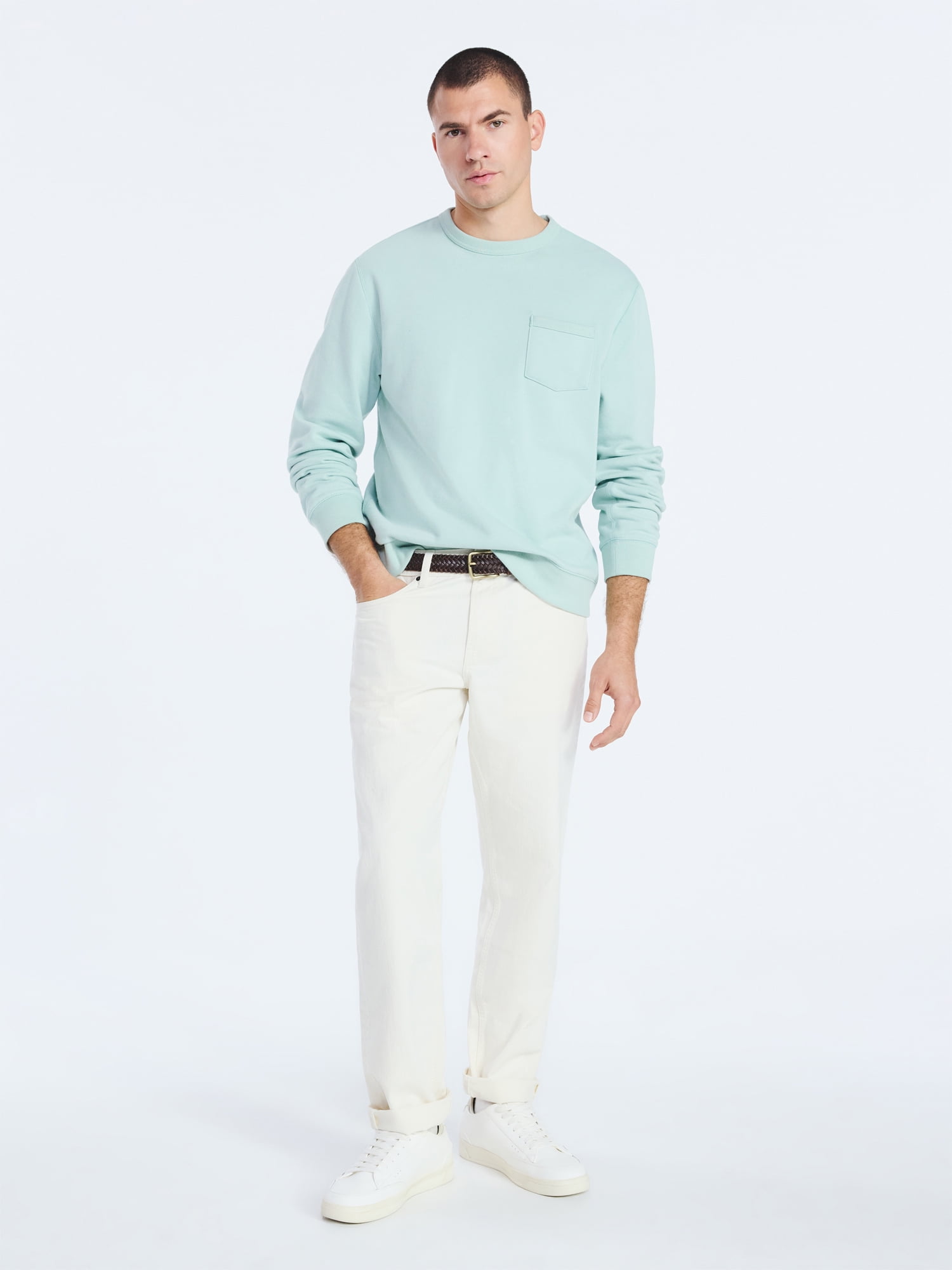 Free Assembly Men's Fleece Crewneck Sweatshirt with Long Sleeves, Sizes S-3XL