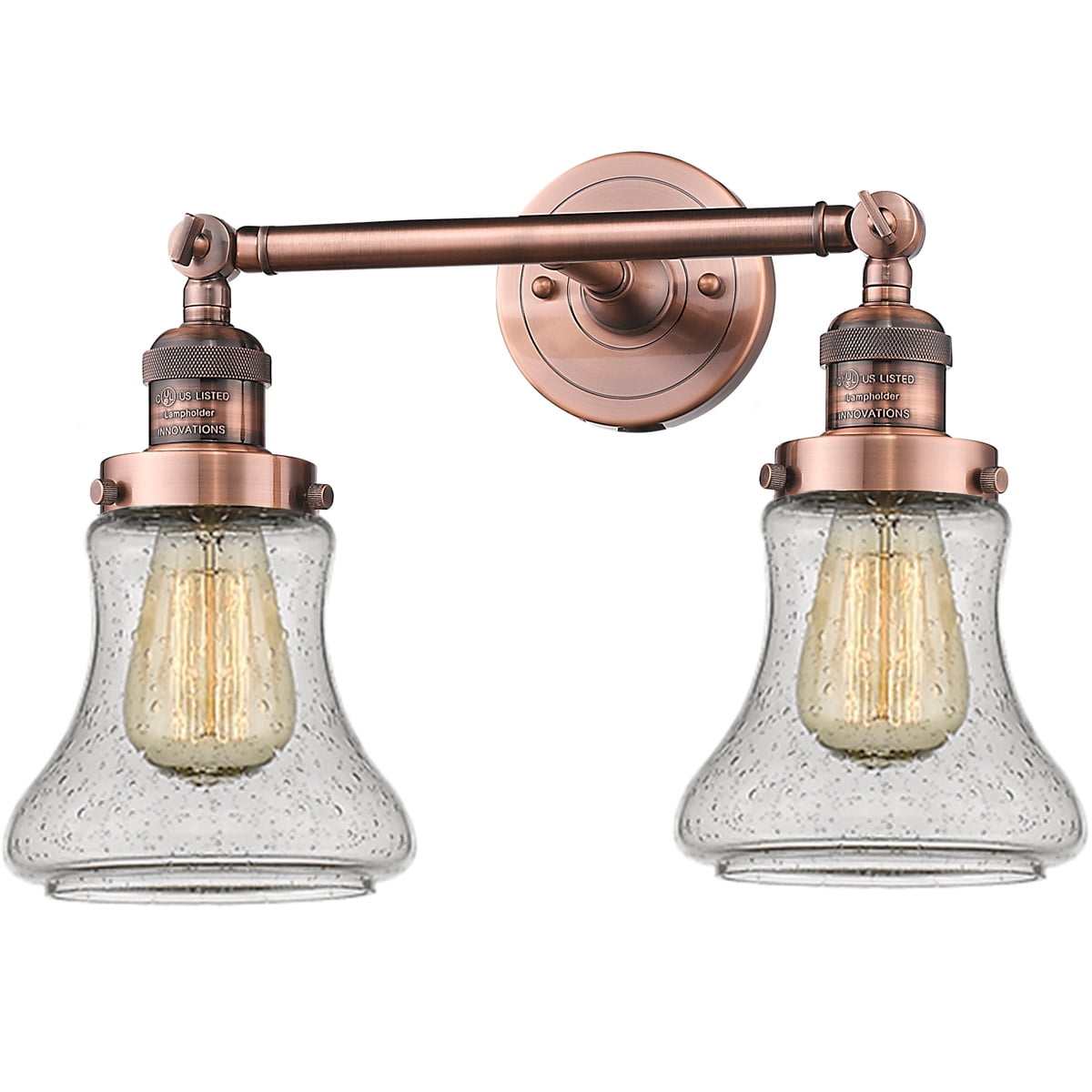 Bathroom Vanity 2 Light Fixtures With Antique Copper Finish Cast Brass Glass Material Medium 17 6 Watts Walmartcom Walmartcom