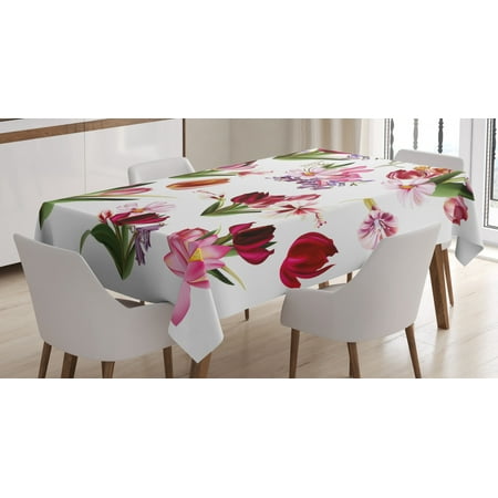 

Floral Tablecloth Big Collection of Realistic Flowers Flourishing Tulips Cosmos and Lilies Artwork Rectangular Table Cover for Dining Room Kitchen 60 X 90 Inches Multicolor by Ambesonne